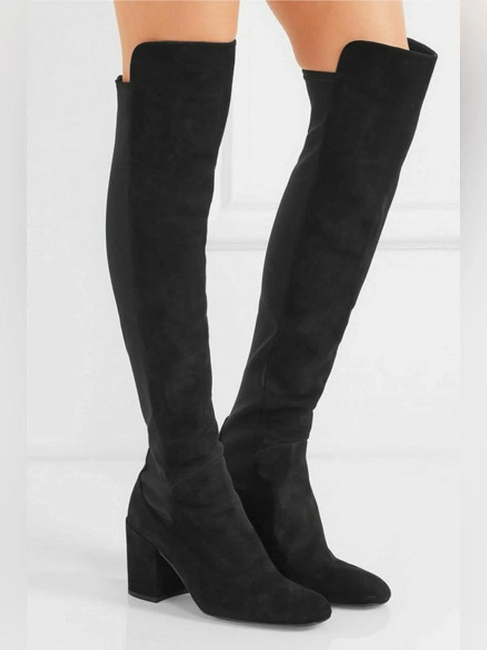 Stuart Weitzman Black Suede 50/50 Block Boot